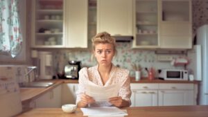 a woman looks confused as she reviews abnormal pap smear test results that she's received.